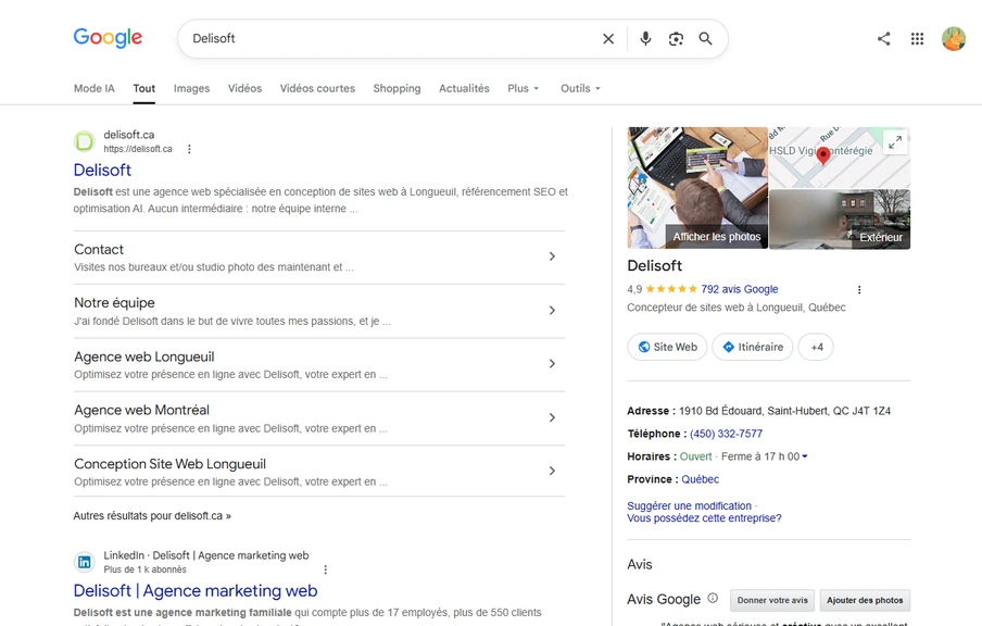 Resultados de Delisoft en Google